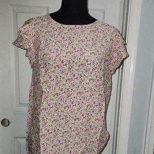 Cream Flutter Sleeve Blouse with Ruffled Details